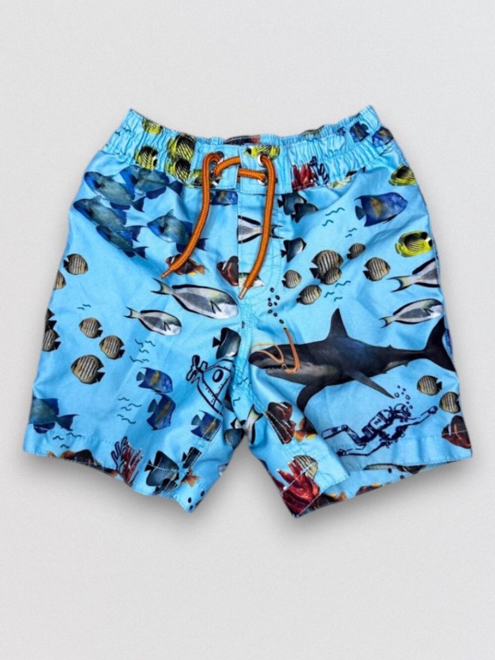 Ocean Shark Fish Print Swim Trunks Boys 2 Years Blue - Picture 3 of 3